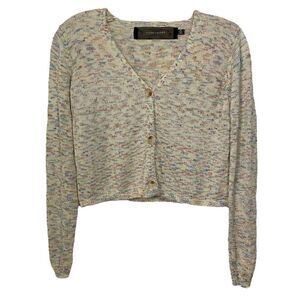 Code Mode Rainbow Space Dye Cropped Button Up Knit Cardigan Size Extra Small